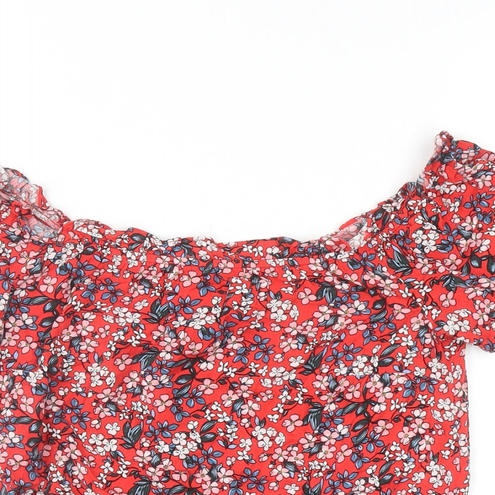 Womens UK Size 8 Oasis Red Cropped Blouse