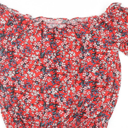 Womens UK Size 8 Oasis Red Cropped Blouse