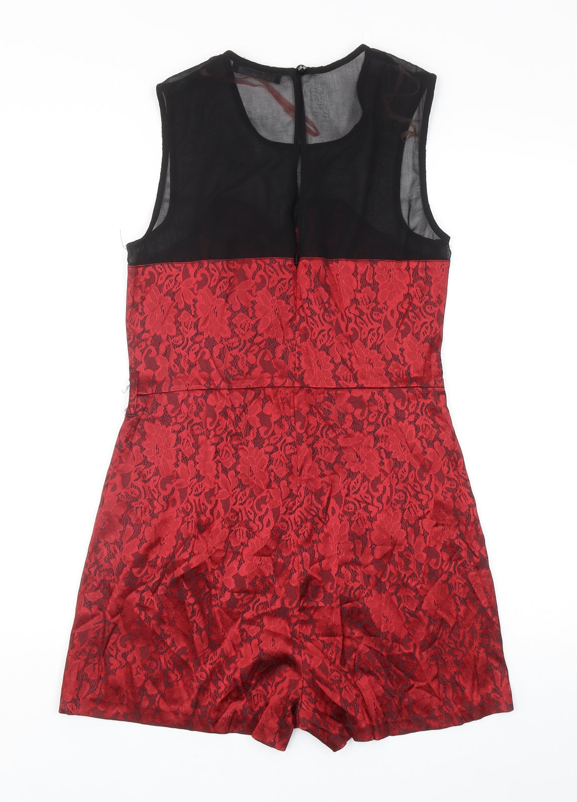 Internacionale Womens Red Floral Cotton Playsuit One-Piece Size 12 L3 in Zip