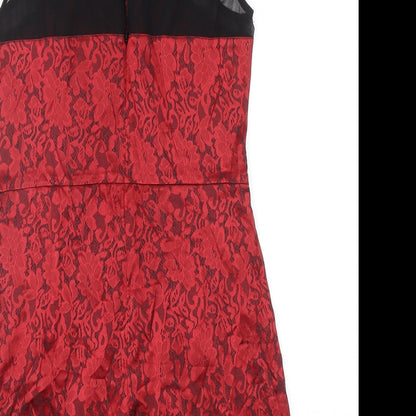Internacionale Womens Red Floral Cotton Playsuit One-Piece Size 12 L3 in Zip