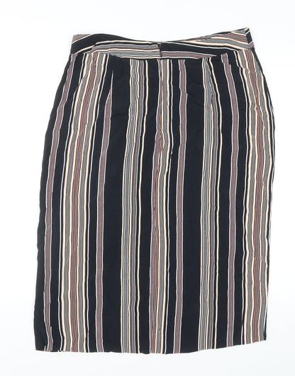 Miss Selfridge Womens Multicoloured Striped Polyester Straight & Pencil Skirt Size 14 Zip