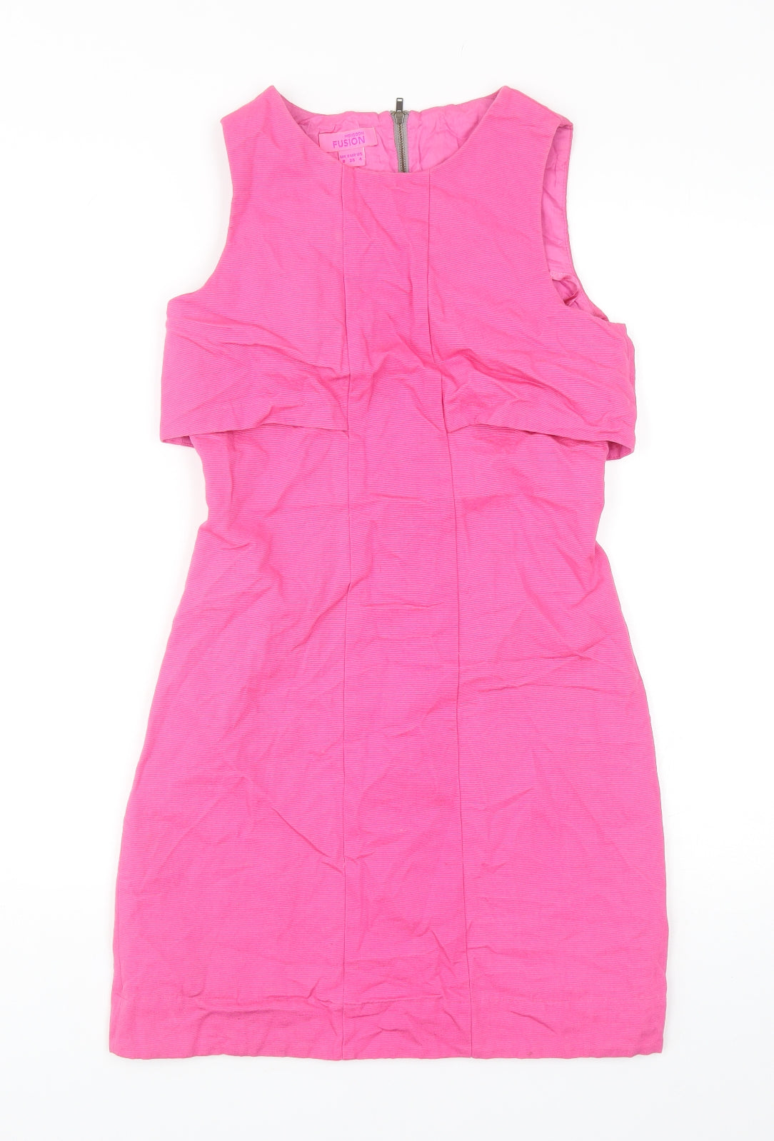 Monsoon Womens Pink Cotton Mini Size 8 Round Neck Zip