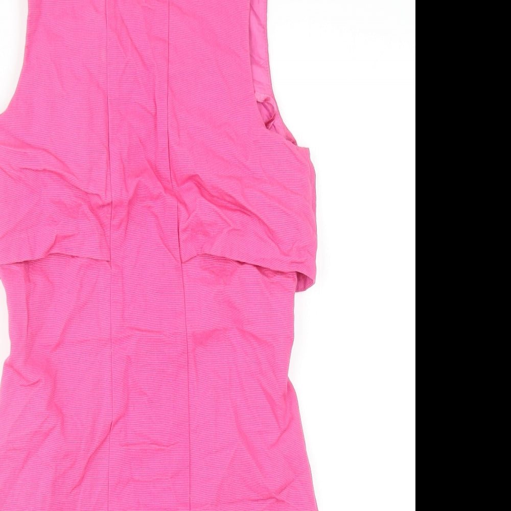 Monsoon Womens Pink Cotton Mini Size 8 Round Neck Zip