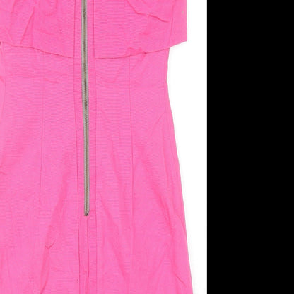 Monsoon Womens Pink Cotton Mini Size 8 Round Neck Zip