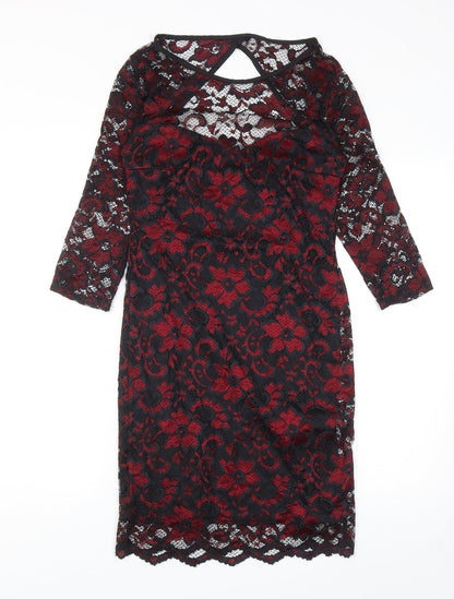 Atmosphere Womens Black Floral Nylon Bodycon Size 10 Boat Neck Pullover