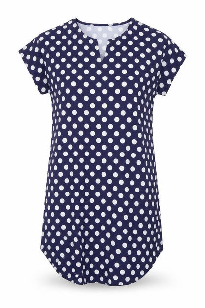 SheIn Womens Blue Polka Dot Polyester Sheath Size S V-Neck Pullover