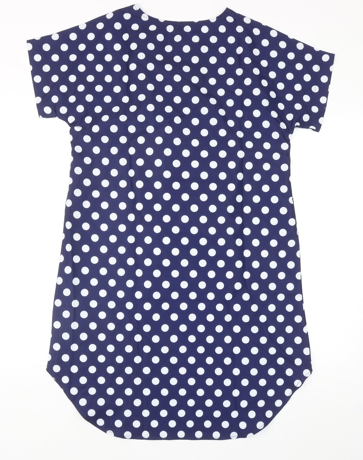 SheIn Womens Blue Polka Dot Polyester Sheath Size S V-Neck Pullover