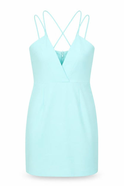 AQ/AQ Womens Blue Polyester Mini Size 10 V-Neck Zip