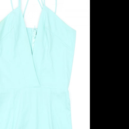 AQ/AQ Womens Blue Polyester Mini Size 10 V-Neck Zip