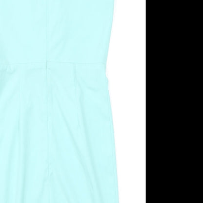 AQ/AQ Womens Blue Polyester Mini Size 10 V-Neck Zip