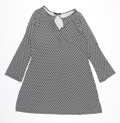 Very Womens Black Geometric Viscose A-Line Size 18 Boat Neck Pullover