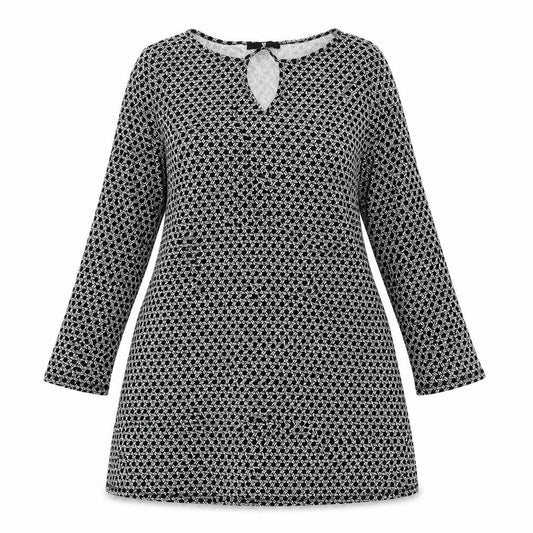 Very Womens Black Geometric Viscose A-Line Size 18 Boat Neck Pullover