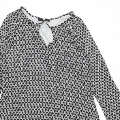Very Womens Black Geometric Viscose A-Line Size 18 Boat Neck Pullover