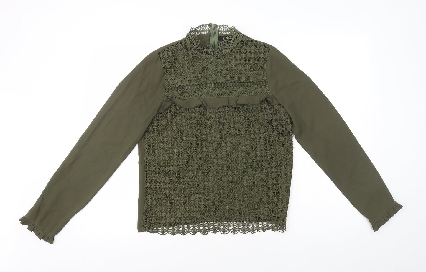 Kilky Womens Green Polyester Basic Blouse Size S Mock Neck