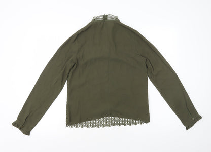 Kilky Womens Green Polyester Basic Blouse Size S Mock Neck