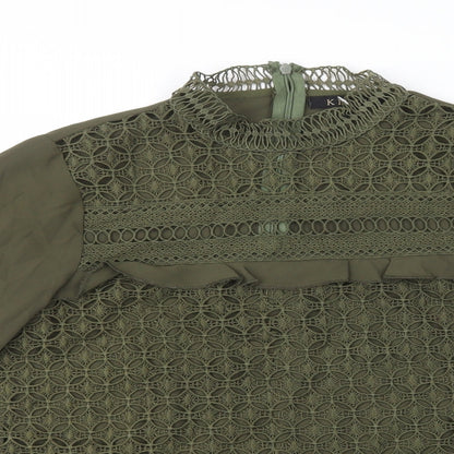 Kilky Womens Green Polyester Basic Blouse Size S Mock Neck