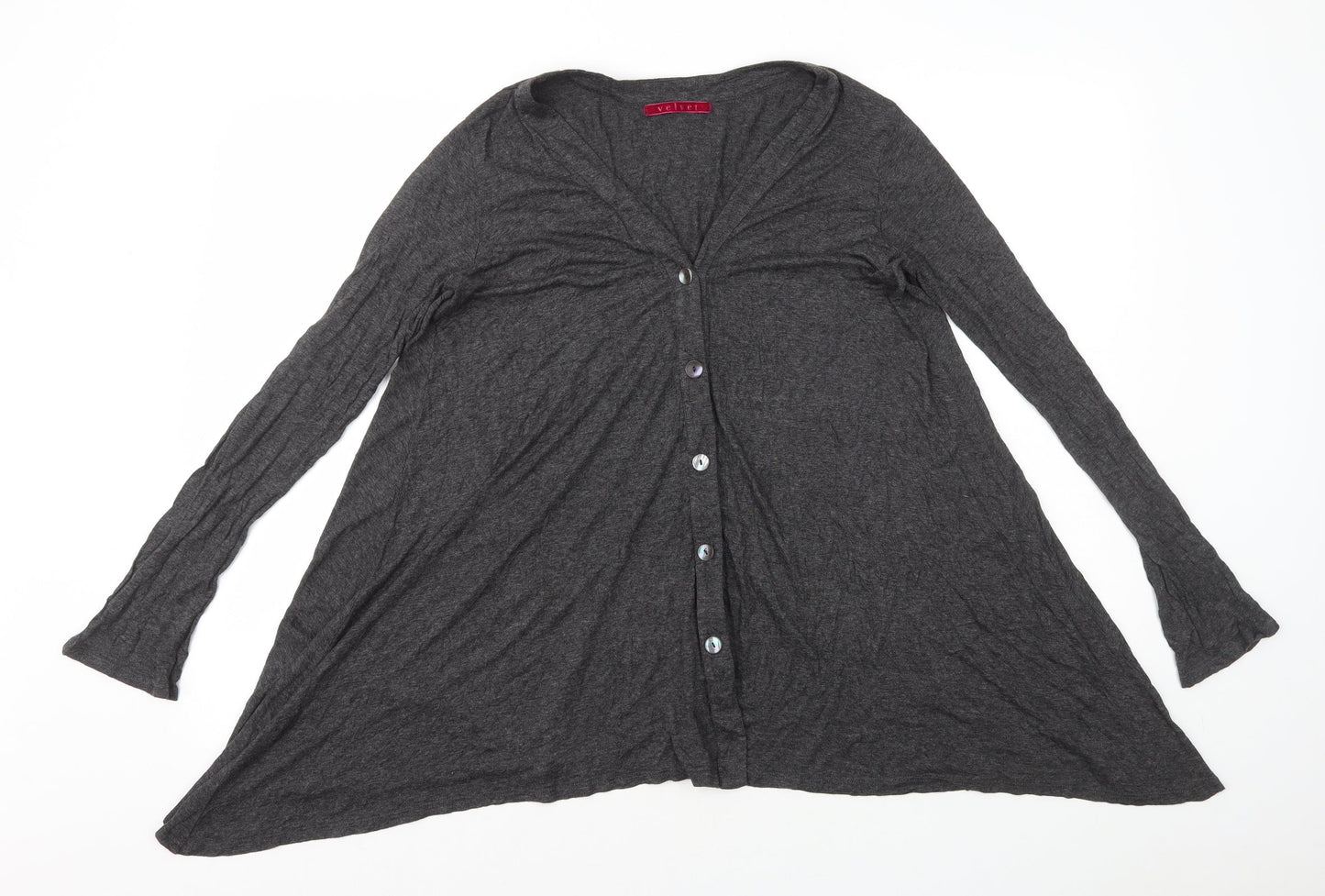 Velvet Womens Grey V-Neck Rayon Cardigan Jumper Size S