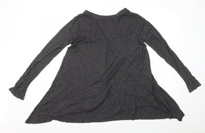 Velvet Womens Grey V-Neck Rayon Cardigan Jumper Size S