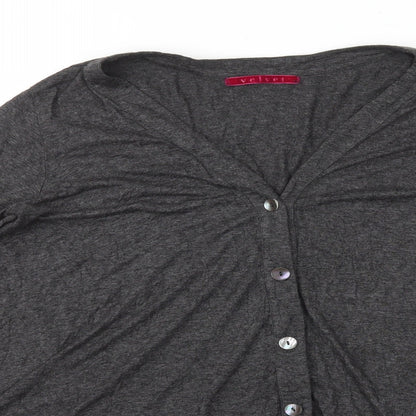 Velvet Womens Grey V-Neck Rayon Cardigan Jumper Size S