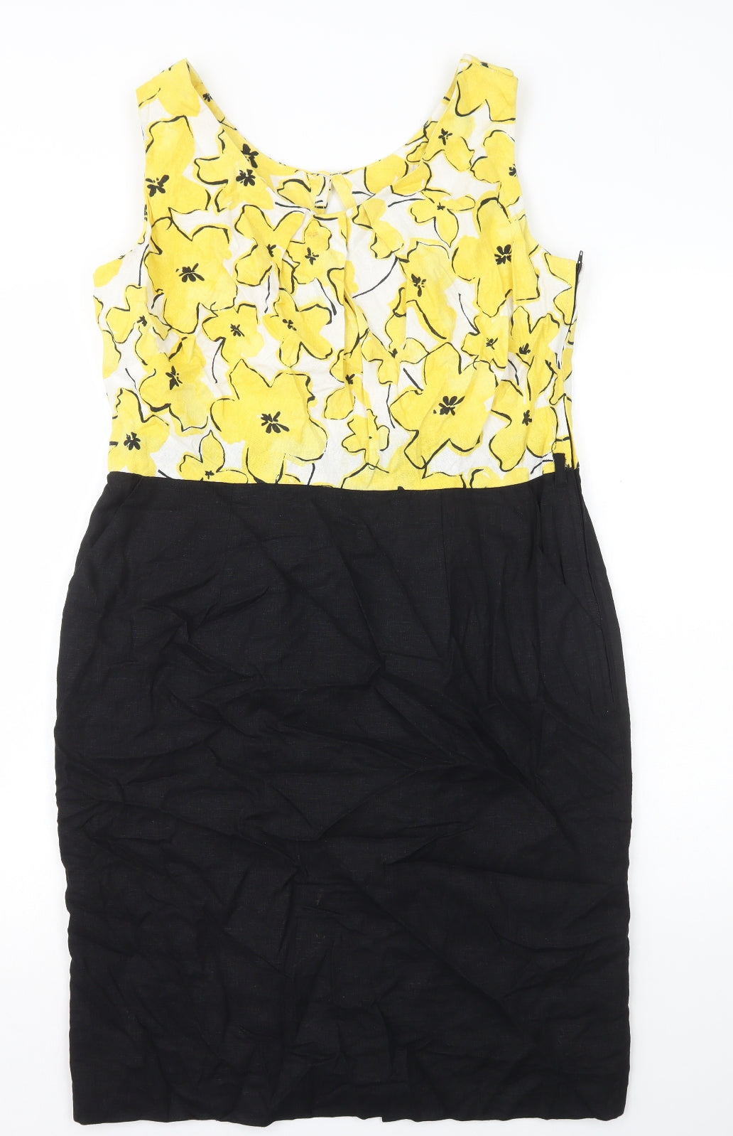 George Womens Multicoloured Floral Linen A-Line Size 14 Scoop Neck Zip