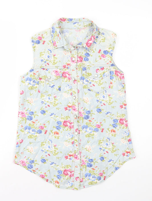 Womens UK Size S Preworn Multicoloured Basic Button-Up