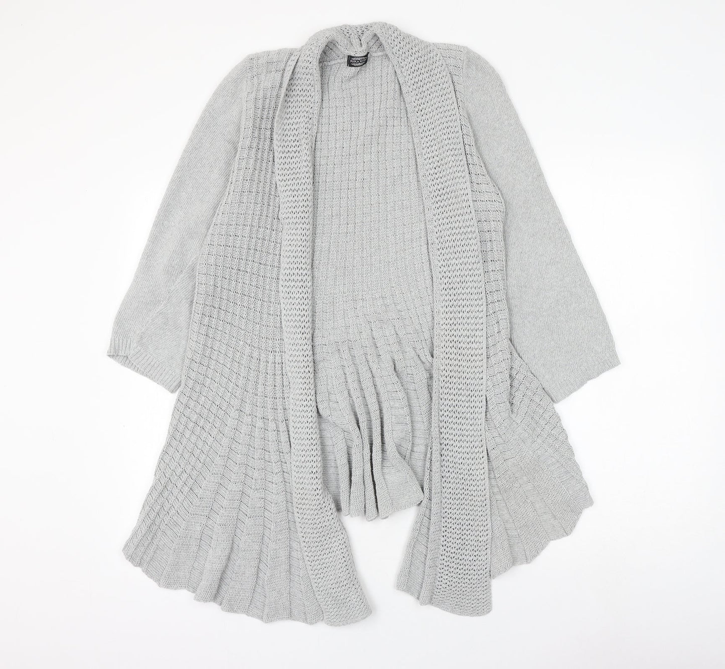 Pure Moda Womens Grey V-Neck Cotton Cardigan Jumper Size S - Size S/M