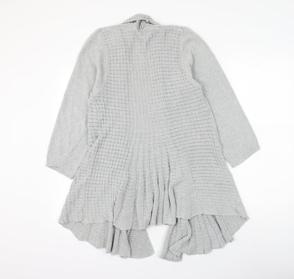 Pure Moda Womens Grey V-Neck Cotton Cardigan Jumper Size S - Size S/M