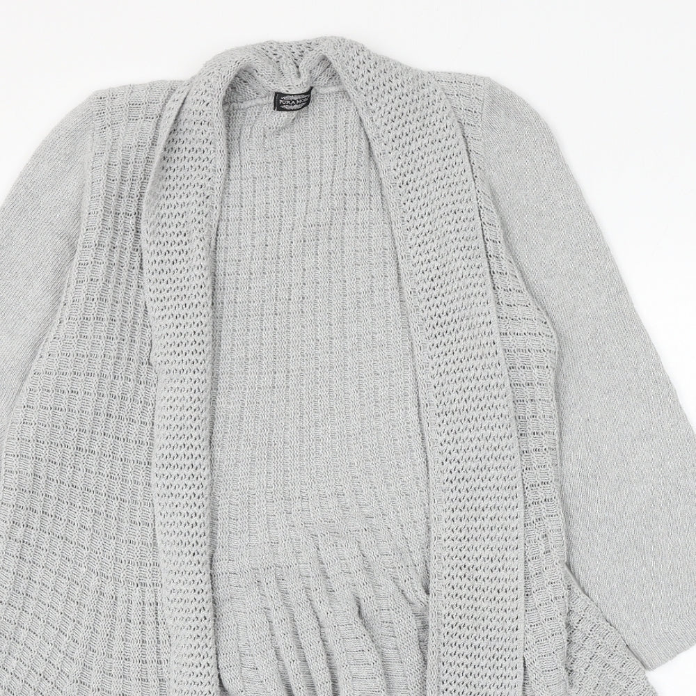 Pure Moda Womens Grey V-Neck Cotton Cardigan Jumper Size S - Size S/M