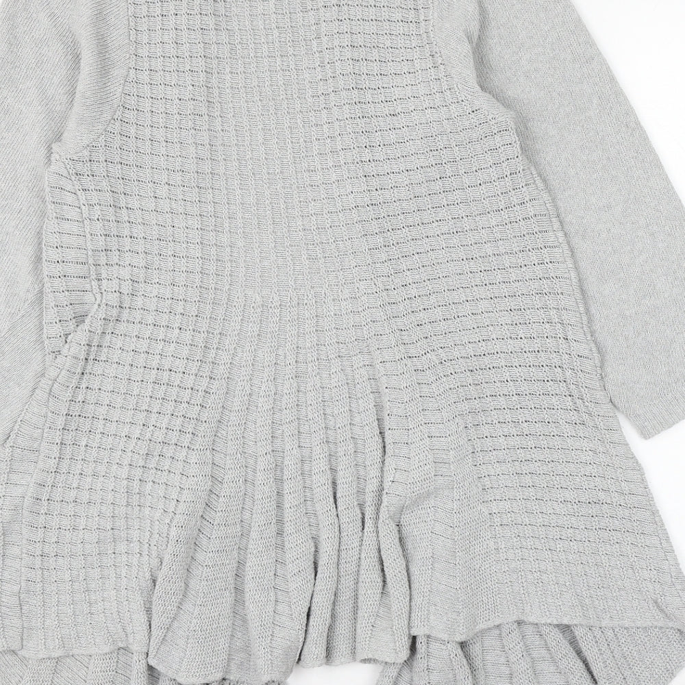 Pure Moda Womens Grey V-Neck Cotton Cardigan Jumper Size S - Size S/M