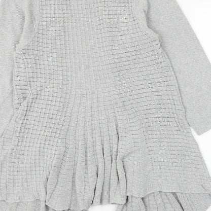 Pure Moda Womens Grey V-Neck Cotton Cardigan Jumper Size S - Size S/M