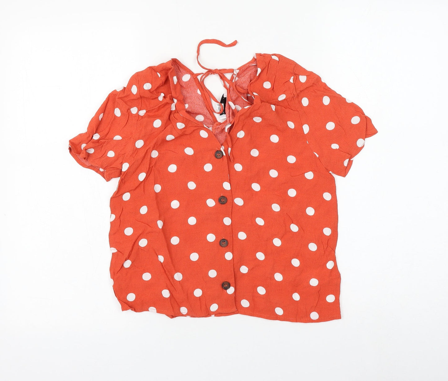 Womens UK Size 8 Warehouse Orange Basic Button-Up