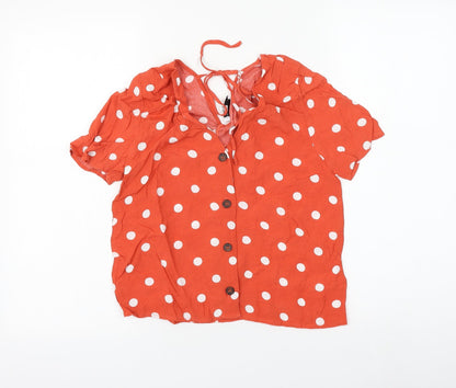 Womens UK Size 8 Warehouse Orange Basic Button-Up