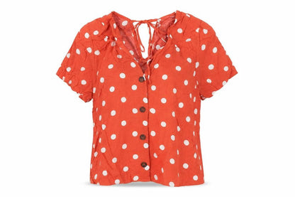 Womens UK Size 8 Warehouse Orange Basic Button-Up