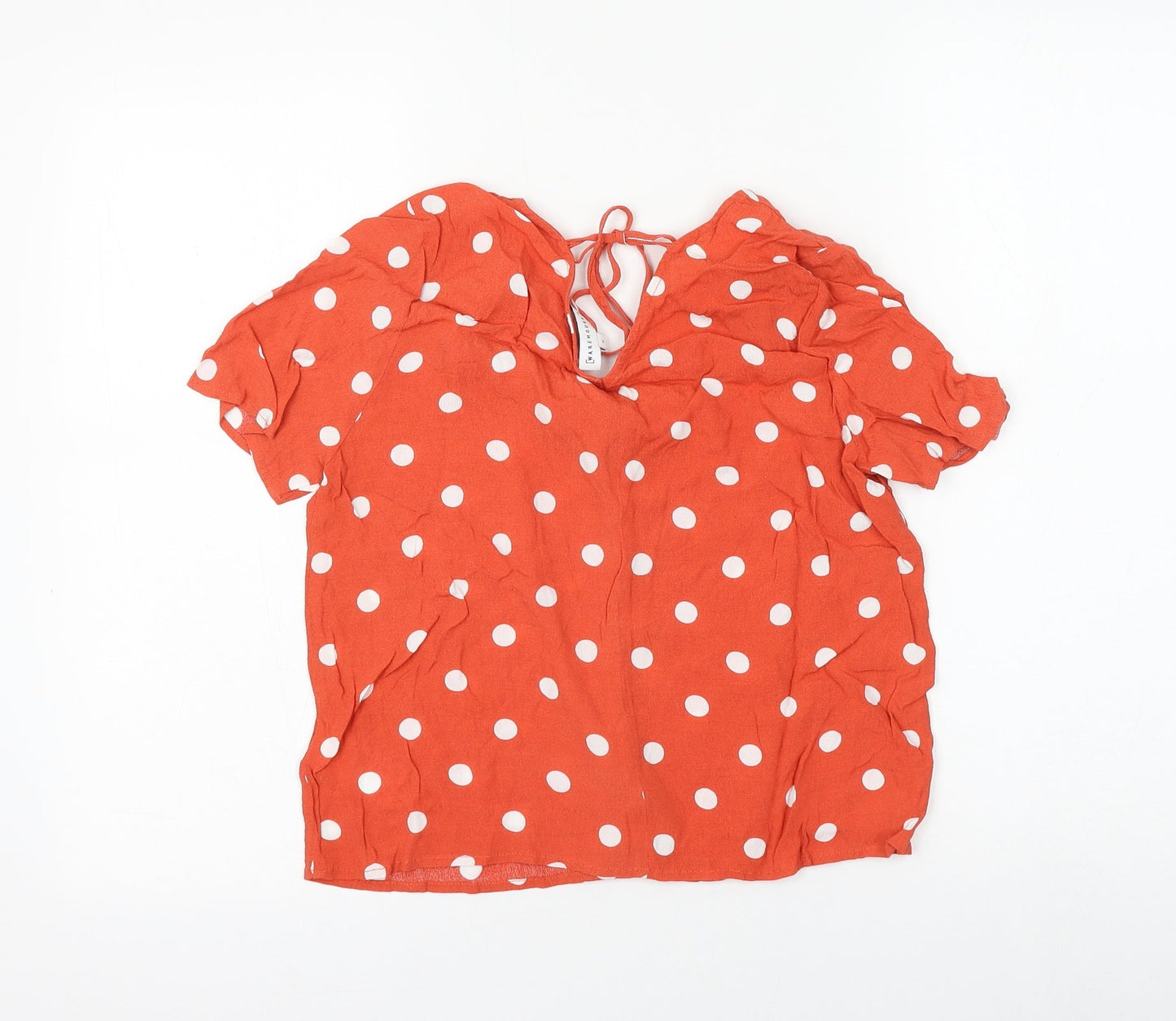 Womens UK Size 8 Warehouse Orange Basic Button-Up