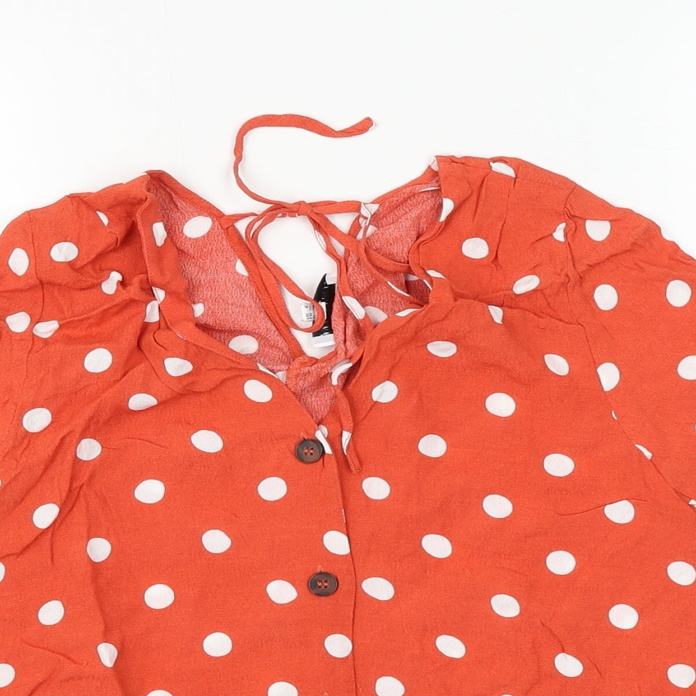 Womens UK Size 8 Warehouse Orange Basic Button-Up