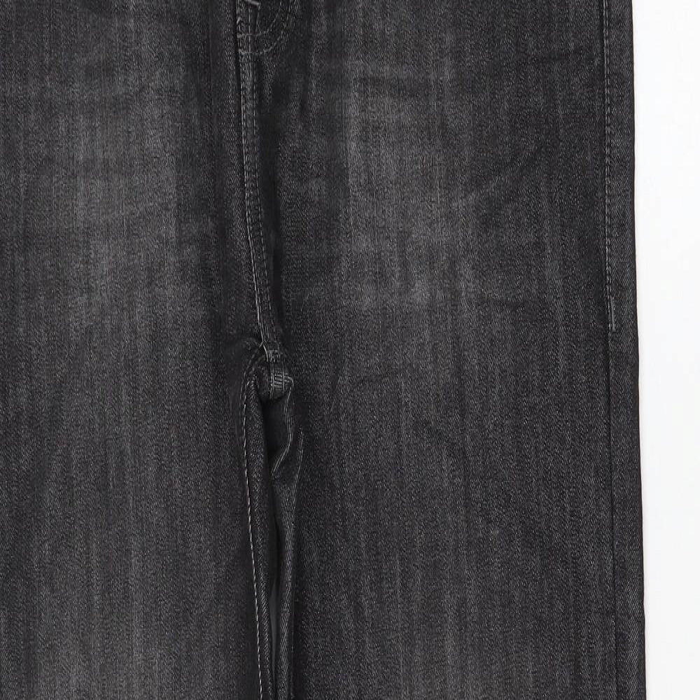 Denim & Co. Womens Grey Cotton Straight Jeans Size 32 in L30 in Slim Zip