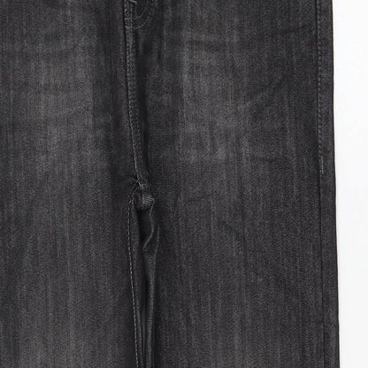 Denim & Co. Womens Grey Cotton Straight Jeans Size 32 in L30 in Slim Zip