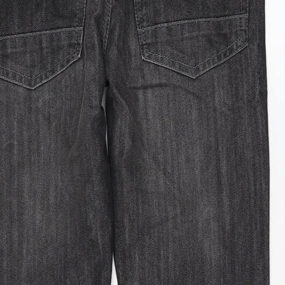 Denim & Co. Womens Grey Cotton Straight Jeans Size 32 in L30 in Slim Zip