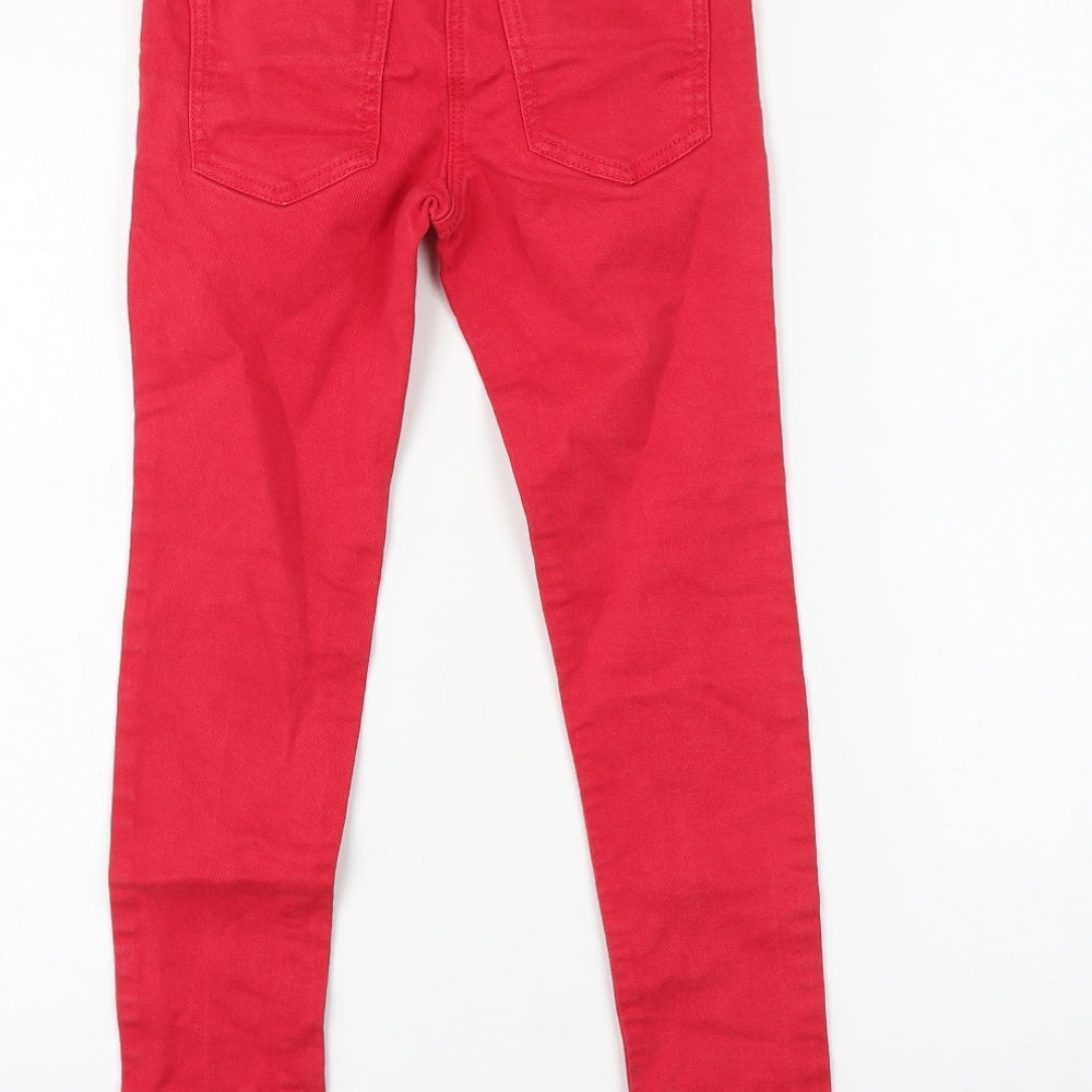 NEXT Girls Red Cotton Skinny Jeans Size 9 Months Regular Zip