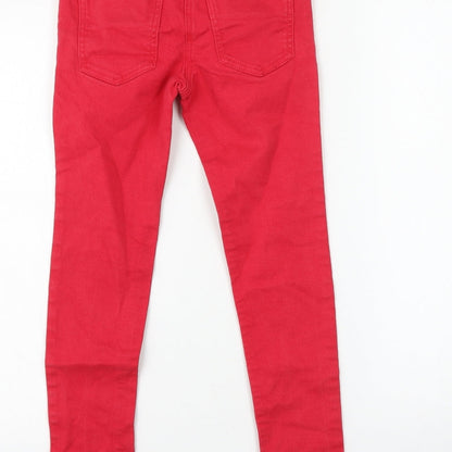NEXT Girls Red Cotton Skinny Jeans Size 9 Months Regular Zip