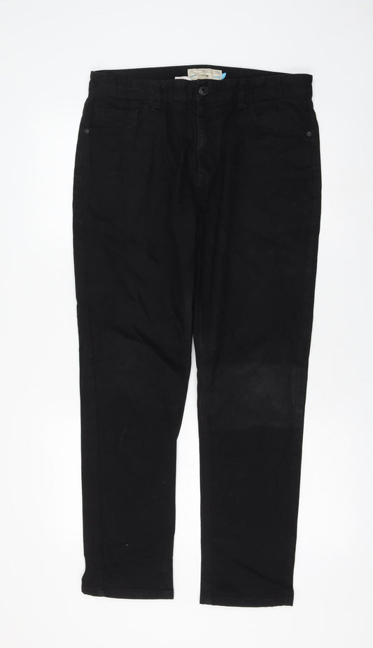 NEXT Womens Black Cotton Straight Jeans Size 32 in L29 in Regular Zip