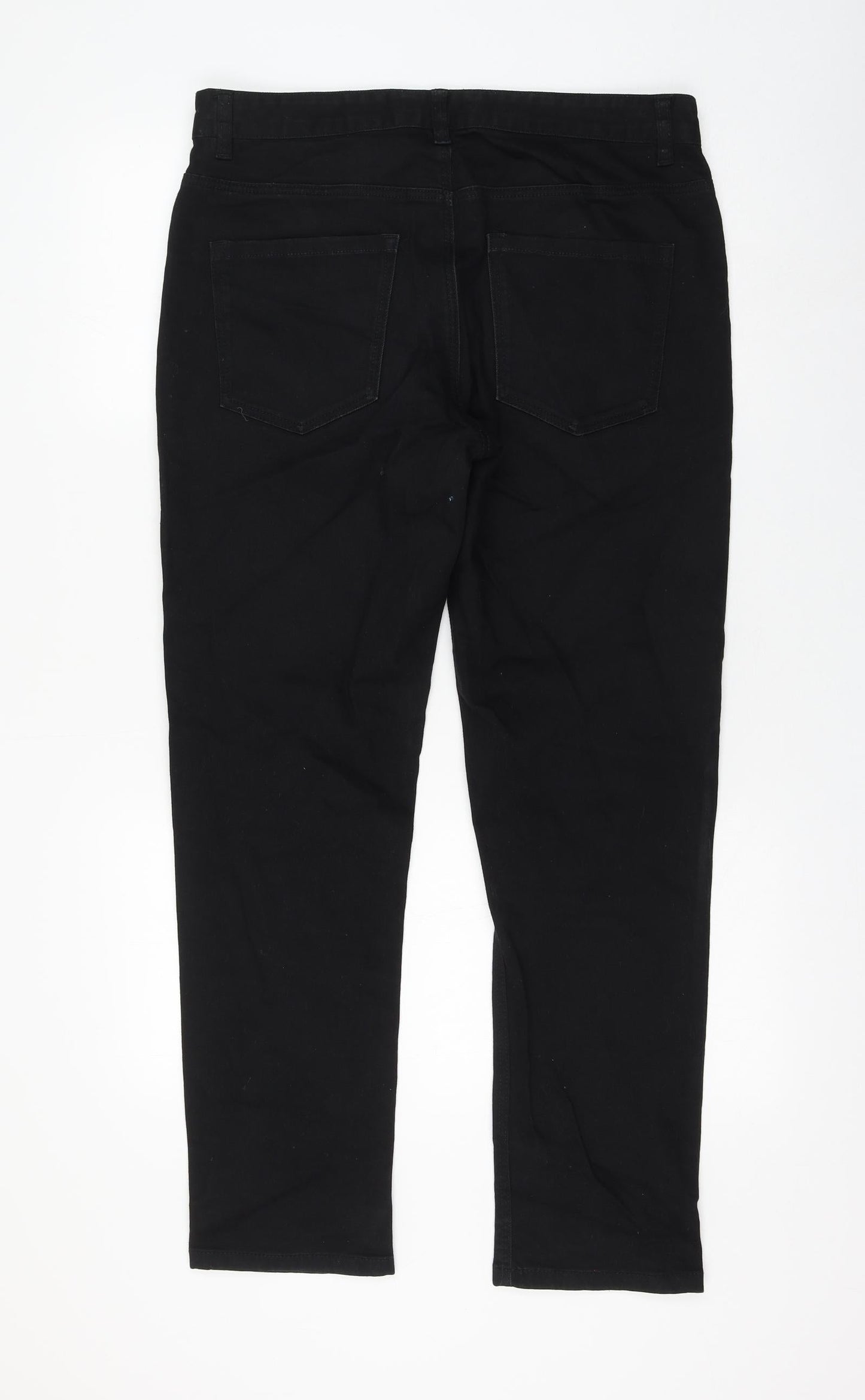 NEXT Womens Black Cotton Straight Jeans Size 32 in L29 in Regular Zip