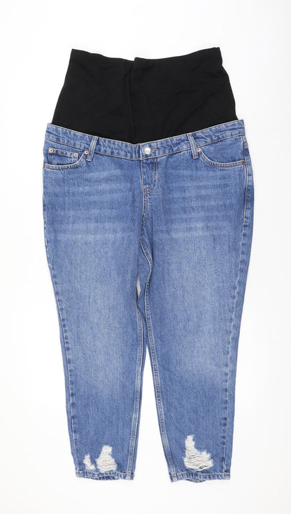 Topshop Womens Blue Cotton Straight Jeans Size 34 in L28 in Regular Zip