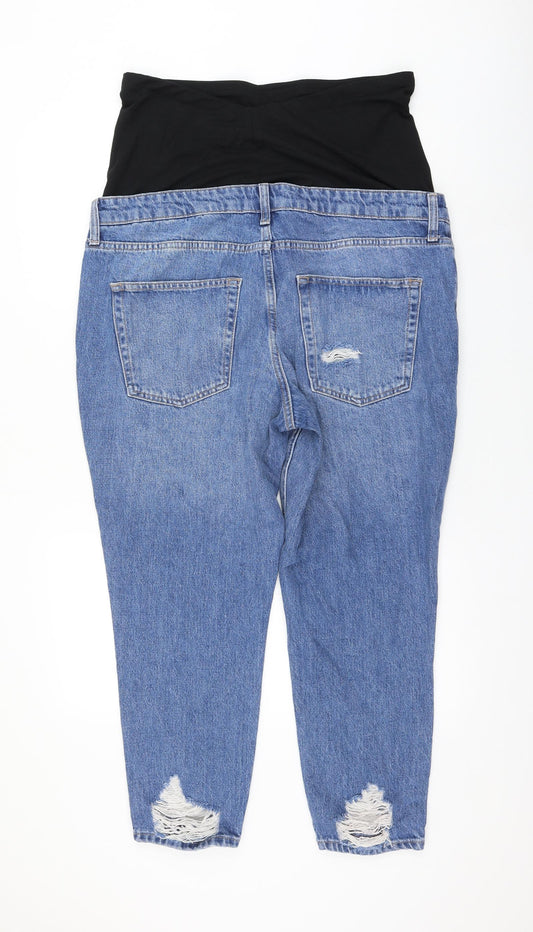 Topshop Womens Blue Cotton Straight Jeans Size 34 in L28 in Regular Zip