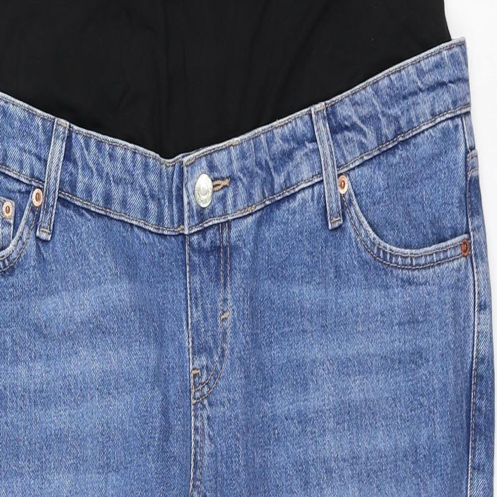 Topshop Womens Blue Cotton Straight Jeans Size 34 in L28 in Regular Zip