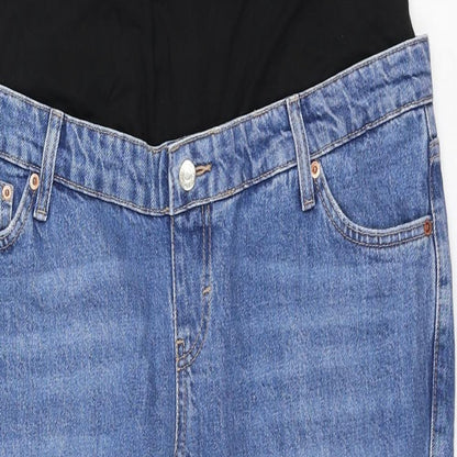 Topshop Womens Blue Cotton Straight Jeans Size 34 in L28 in Regular Zip