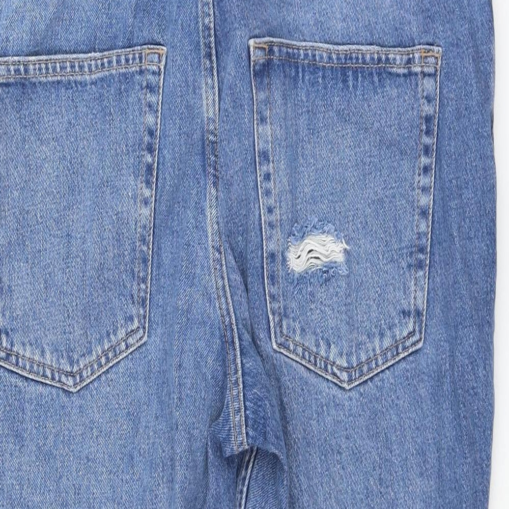 Topshop Womens Blue Cotton Straight Jeans Size 34 in L28 in Regular Zip