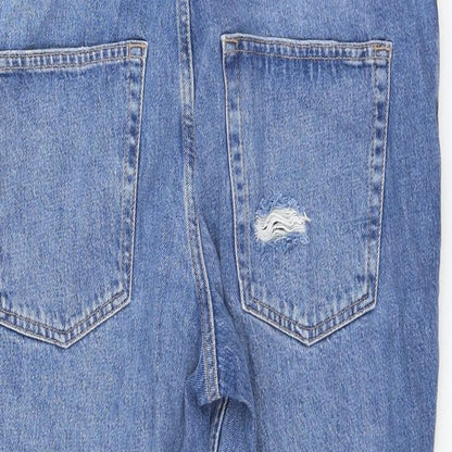 Topshop Womens Blue Cotton Straight Jeans Size 34 in L28 in Regular Zip