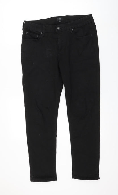 River Island Womens Black Cotton Straight Jeans Size 32 in L28 in Regular Zip
