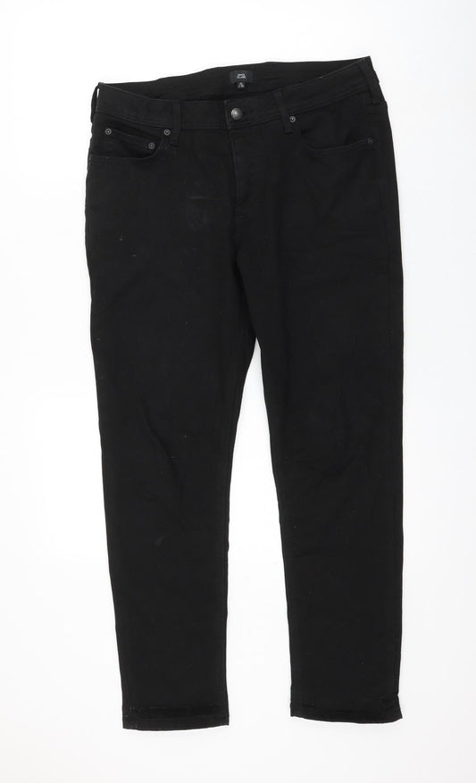 River Island Womens Black Cotton Straight Jeans Size 32 in L28 in Regular Zip